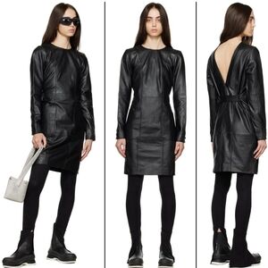 REMAIN BIRGER CHRISTENSEN I NWT US 4 Black Triple Stich Lamb Leather Mini Dress